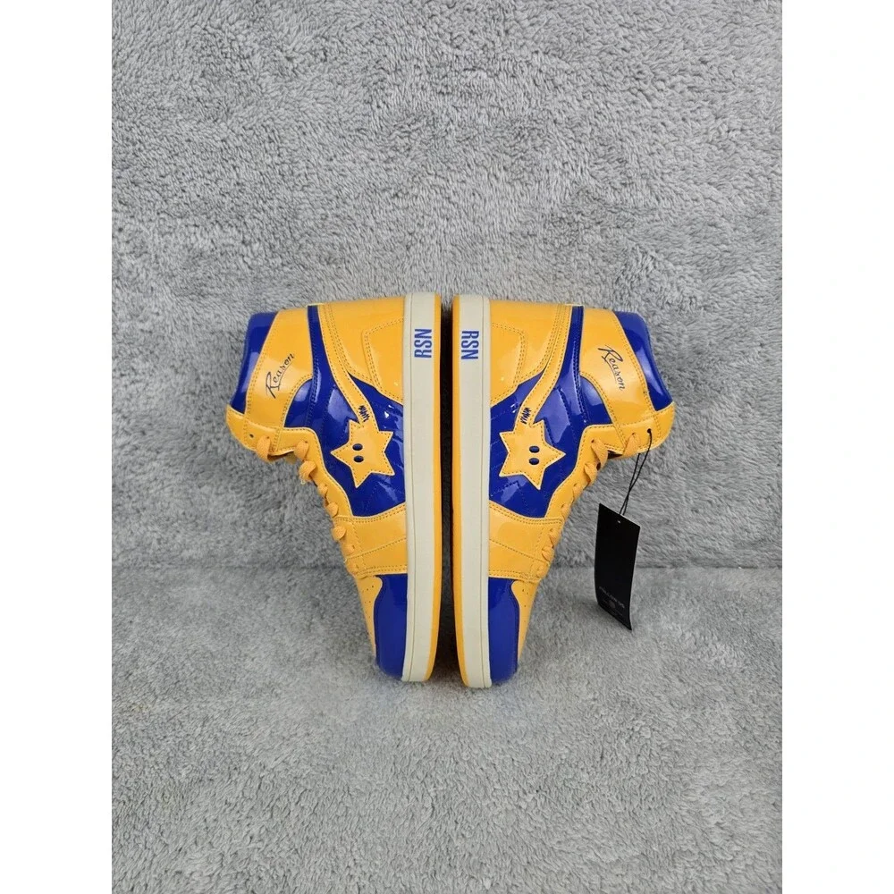 Reason Clothing Brand Shooting Star High Top Sneakers Mens Size 9.5 Blue/Yellow.